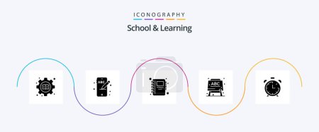 Ilustración de School And Learning Glyph 5 Icon Pack Including . education. notebook. clock. formula - Imagen libre de derechos