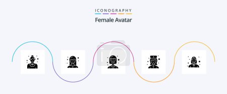 Téléchargez les illustrations : Female Avatar Glyph 5 Icon Pack Including female. nurse. web developer. hospital nurse. female nurse - en licence libre de droit