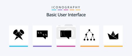 Ilustración de Basic Glyph 5 Icon Pack Including . paper. chat. origami. topology. Creative Icons Design - Imagen libre de derechos