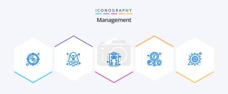 Illustration for Management 25 Blue icon pack including search. graph. project management. finder. planning - Royalty Free Image