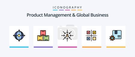Illustration for Product Managment And Global Business Line Filled 5 Icon Pack Including release. management. product. launch. estimation. Creative Icons Design - Royalty Free Image