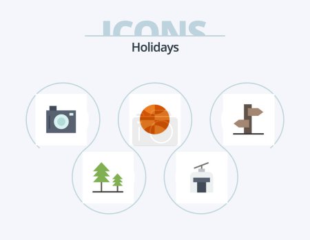 Téléchargez les illustrations : Holidays Flat Icon Pack 5 Icon Design. sign. direction. holiday. holiday. christmas - en licence libre de droit