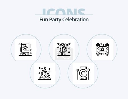 Téléchargez les illustrations : Party Line Icon Pack 5 Icon Design. lollipop. wine. card. ice. bucket - en licence libre de droit