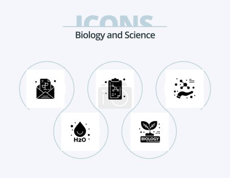 Illustration for Biology Glyph Icon Pack 5 Icon Design. molecule. protect. message. lesson. education - Royalty Free Image