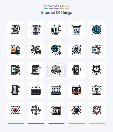 Téléchargez les illustrations : Creative Internet Of Things 25 Line FIlled icon pack  Such As washing. iot. real estate. internet. wifi - en licence libre de droit