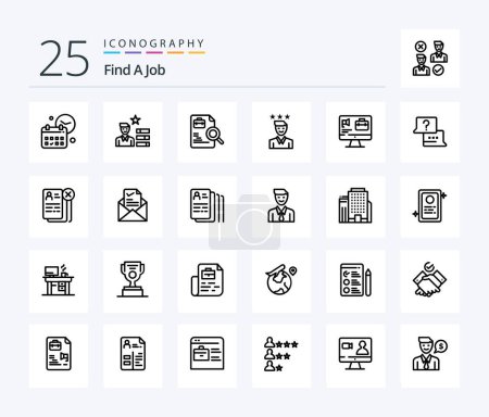 Illustration for Find A Job 25 Line icon pack including path. growth. personal. career. jobs - Royalty Free Image