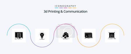 Illustration for 3d Printing And Communication Glyph 5 Icon Pack Including processing. file. printing. power. energy - Royalty Free Image