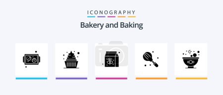 Téléchargez les illustrations : Baking Glyph 5 Icon Pack Including food. mixer. food. kitchen. cooking. Creative Icons Design - en licence libre de droit