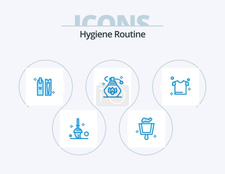 Ilustración de Hygiene Routine Blue Icon Pack 5 Icon Design. . drying. cosmetic. clothes. spray - Imagen libre de derechos