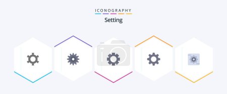 Illustration for Setting 25 Flat icon pack including . gear. - Royalty Free Image
