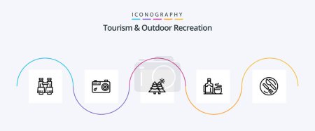 Ilustración de Tourism And Outdoor Recreation Line 5 Icon Pack Including dish. hotel. fir. hot. tea - Imagen libre de derechos