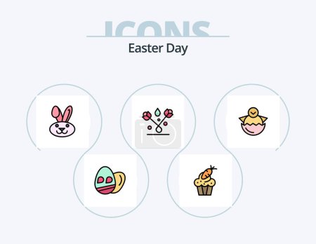 Illustration for Easter Line Filled Icon Pack 5 Icon Design. calender. easter. egg. food. tulip - Royalty Free Image