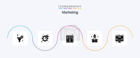 Ilustración de Marketing Glyph 5 Icon Pack Including analysis. up. internet. start. web - Imagen libre de derechos