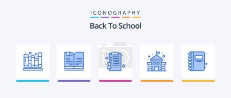 Illustration for Back To School Blue 5 Icon Pack Including education. back to school. back to school. school. building. Creative Icons Design - Royalty Free Image