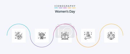 Téléchargez les illustrations : Womens Day Line 5 Icon Pack Including lovely day. eight march. day. women. day - en licence libre de droit