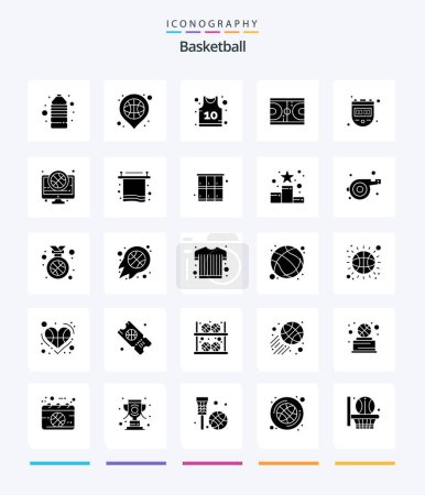 Illustration for Creative Basketball 25 Glyph Solid Black icon pack  Such As chronometer. nba. sport. ground. court - Royalty Free Image
