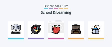 Ilustración de School And Learning Line Filled 5 Icon Pack Including knowledge. notepad. book. notebook. web. Creative Icons Design - Imagen libre de derechos