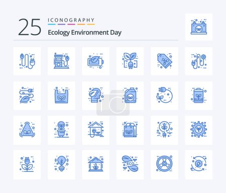 Téléchargez les illustrations : Ecology 25 Blue Color icon pack including plug. green. pump. ecology. green - en licence libre de droit