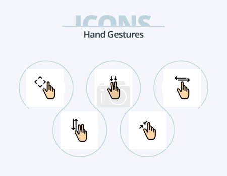 Téléchargez les illustrations : Hand Gestures Line Filled Icon Pack 5 Icon Design. gestures. tab. gestures. hand. double - en licence libre de droit