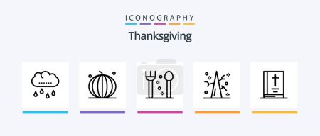 Illustration for Thanks Giving Line 5 Icon Pack Including farm. autumn. holiday. thanksgiving day. egg. Creative Icons Design - Royalty Free Image