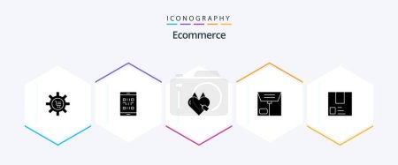 Illustration for Ecommerce 25 Glyph icon pack including deliver. e. qr. commerce. ecommerce - Royalty Free Image