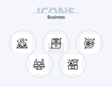 Illustration for Business Line Icon Pack 5 Icon Design. working. online. conference. consulting. employee cost - Royalty Free Image