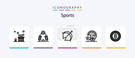 Téléchargez les illustrations : Sports Line Filled 5 Icon Pack Including pool ball. snooker. play. game. sport. Creative Icons Design - en licence libre de droit