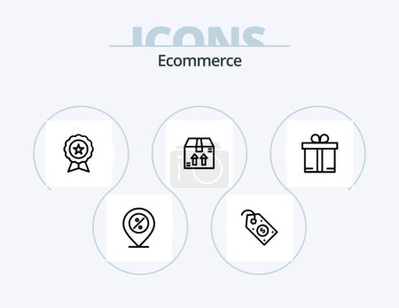 Ilustración de Ecommerce Line Icon Pack 5 Icon Design. shop. ecommerce. ecommerce. bag. shop - Imagen libre de derechos