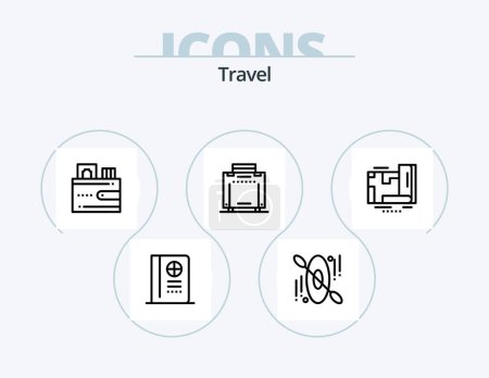 Illustration for Travel Line Icon Pack 5 Icon Design. . hotel. postcard. canoe. travel - Royalty Free Image