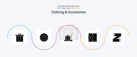 Téléchargez les illustrations : Clothing and Accessories Glyph 5 Icon Pack Including clothes. wallet. baggage. man. accessories - en licence libre de droit