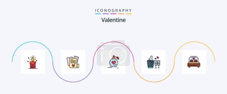 Illustration for Valentine Line Filled Flat 5 Icon Pack Including wedding. glass. love. bottle. valentine - Royalty Free Image