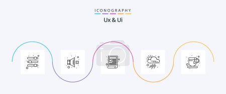 Illustration for Ux And Ui Line 5 Icon Pack Including refreshment. weather. content. tool. app - Royalty Free Image