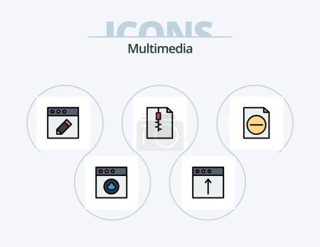 Ilustración de Multimedia Line Filled Icon Pack 5 Icon Design. . preferences. mac. mac. multiple - Imagen libre de derechos