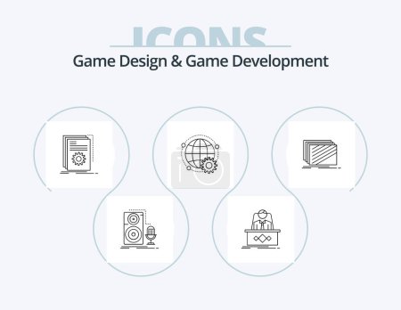 Téléchargez les illustrations : Game Design And Game Development Line Icon Pack 5 Icon Design. gold. box. play. ceo. legend - en licence libre de droit