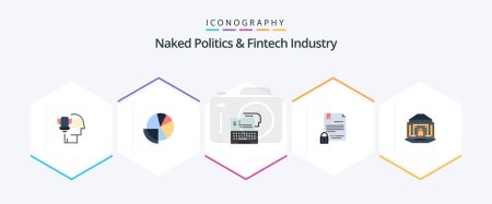 Illustration for Naked Politics And Fintech Industry 25 Flat icon pack including document. contract. finance. electronic signature. money - Royalty Free Image