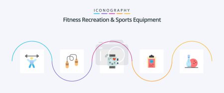 Ilustración de Fitness Recreation And Sports Equipment Flat 5 Icon Pack Including progress. coach. jumping. clipboard. heartbeat - Imagen libre de derechos