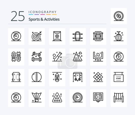 Illustration for Sports & Activities 25 Line icon pack including physic. crew. shooting. stadium. sport - Royalty Free Image