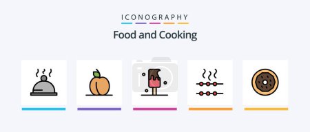 Téléchargez les illustrations : Food Line Filled 5 Icon Pack Including fruit. berry. food. food. bowl. Creative Icons Design - en licence libre de droit
