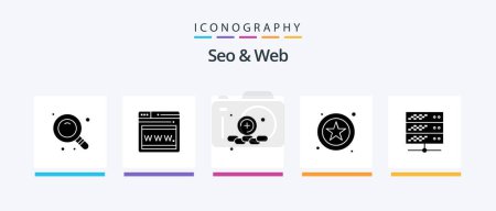 Téléchargez les illustrations : Seo and Web Glyph 5 Icon Pack Including . web. web. server. hosting. Creative Icons Design - en licence libre de droit