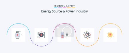 Illustration for Energy Source And Power Industry Flat 5 Icon Pack Including . lab. acumulator. power. atom - Royalty Free Image