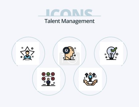 Illustration for Talent Management Line Filled Icon Pack 5 Icon Design. video. degree. user. gift. star - Royalty Free Image