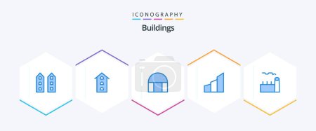 Illustration for Buildings 25 Blue icon pack including industrial plant. boiling plant. mosque. boiler. modern building - Royalty Free Image