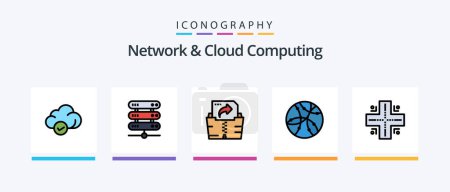 Illustration for Network And Cloud Computing Line Filled 5 Icon Pack Including device. computer. cloud. technology. technology. Creative Icons Design - Royalty Free Image