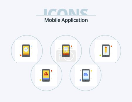 Téléchargez les illustrations : Mobile Application Flat Icon Pack 5 Icon Design. edit. phone. audio. iphone. app - en licence libre de droit