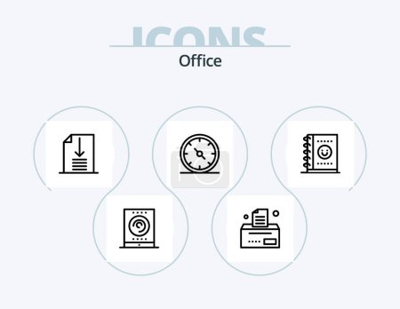 Téléchargez les illustrations : Office Line Icon Pack 5 Icon Design. . business. stamp. bill. dollar - en licence libre de droit