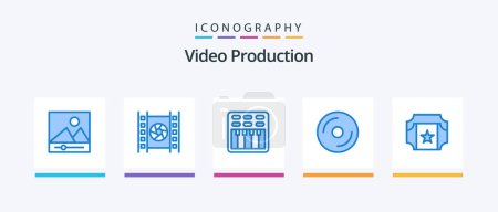 Ilustración de Video Production Blue 5 Icon Pack Including film. multimedia. movie. media. disk. Creative Icons Design - Imagen libre de derechos