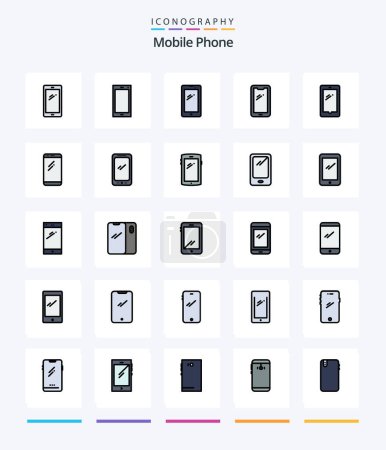 Illustration for Creative Mobile Phone 25 Line FIlled icon pack  Such As mobile. phone. camera. back. mobile - Royalty Free Image