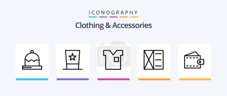 Téléchargez les illustrations : Clothing and Accessories Line 5 Icon Pack Including . top. accessories. hat. clothing. Creative Icons Design - en licence libre de droit