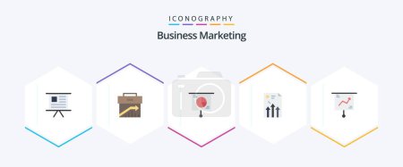 Illustration for Business Marketing 25 Flat icon pack including document. arrow. management. trade. marketing - Royalty Free Image