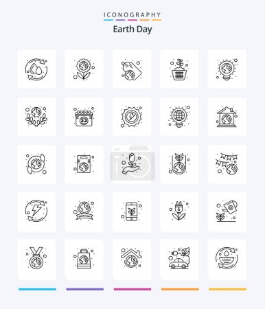Illustration for Creative Earth Day 25 OutLine icon pack  Such As eco. plant. green. growing. green - Royalty Free Image